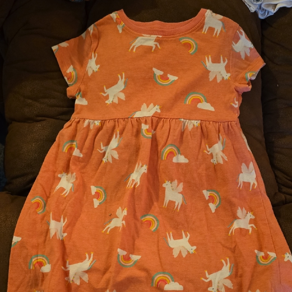 Pink Unicorn and Rainbow Kids Dress